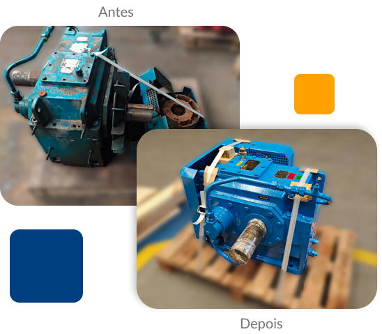 Antes e Depois case de reforma de redutor de velocidade.